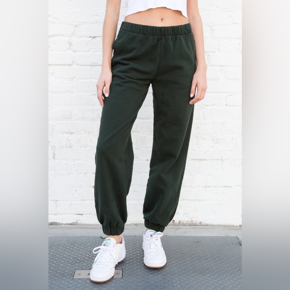 Brandy Melville Green Jogger Track Pants Elastic Waist